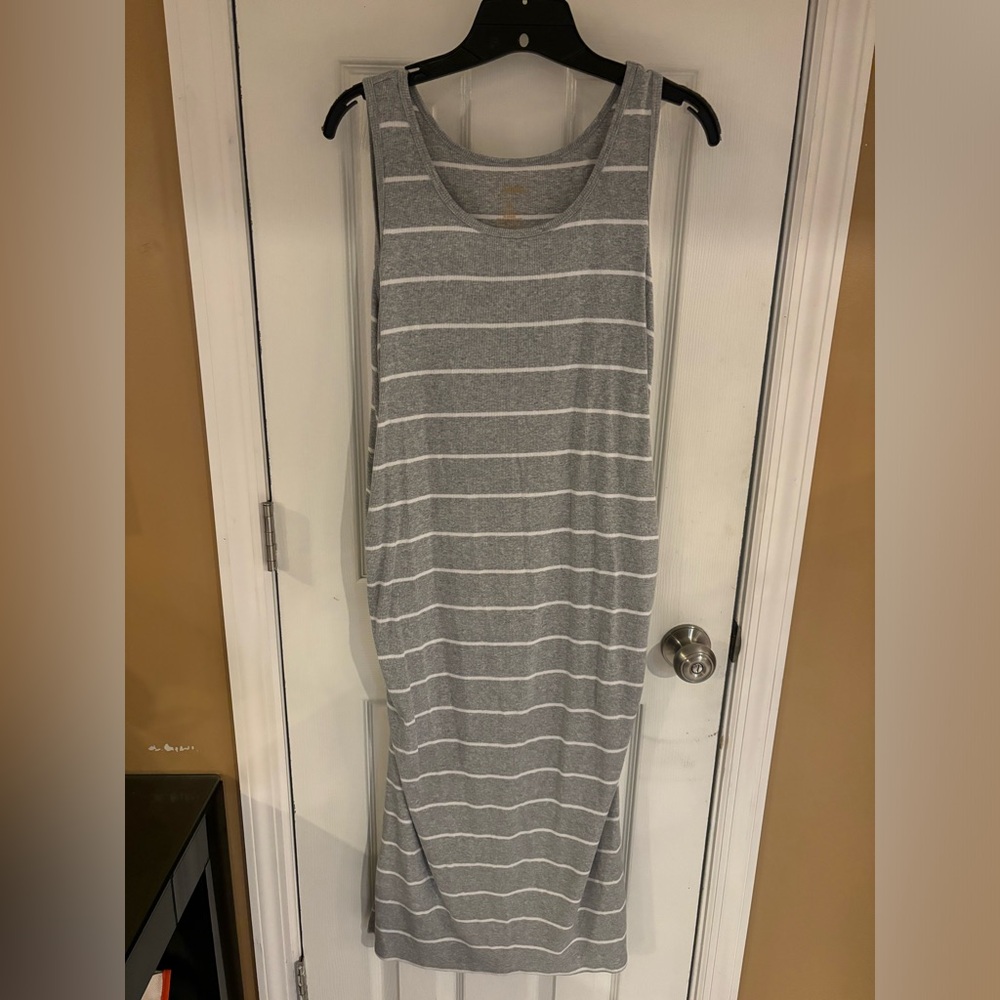 (Like New) Gray and White Pin Stripe Maternity Dress